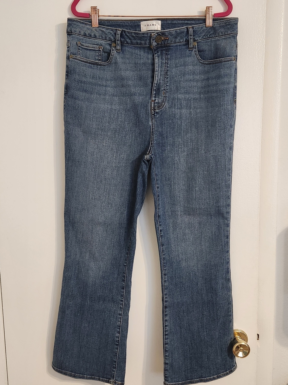 FRAME Women’s Cropped Flare Jeans Size 32 Blue Stretch Denim